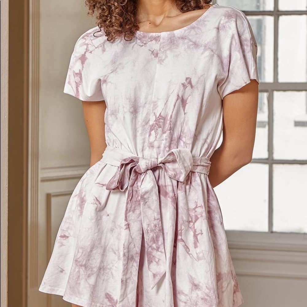 Lulus Pink Tie Dye Short Sleeve Romper